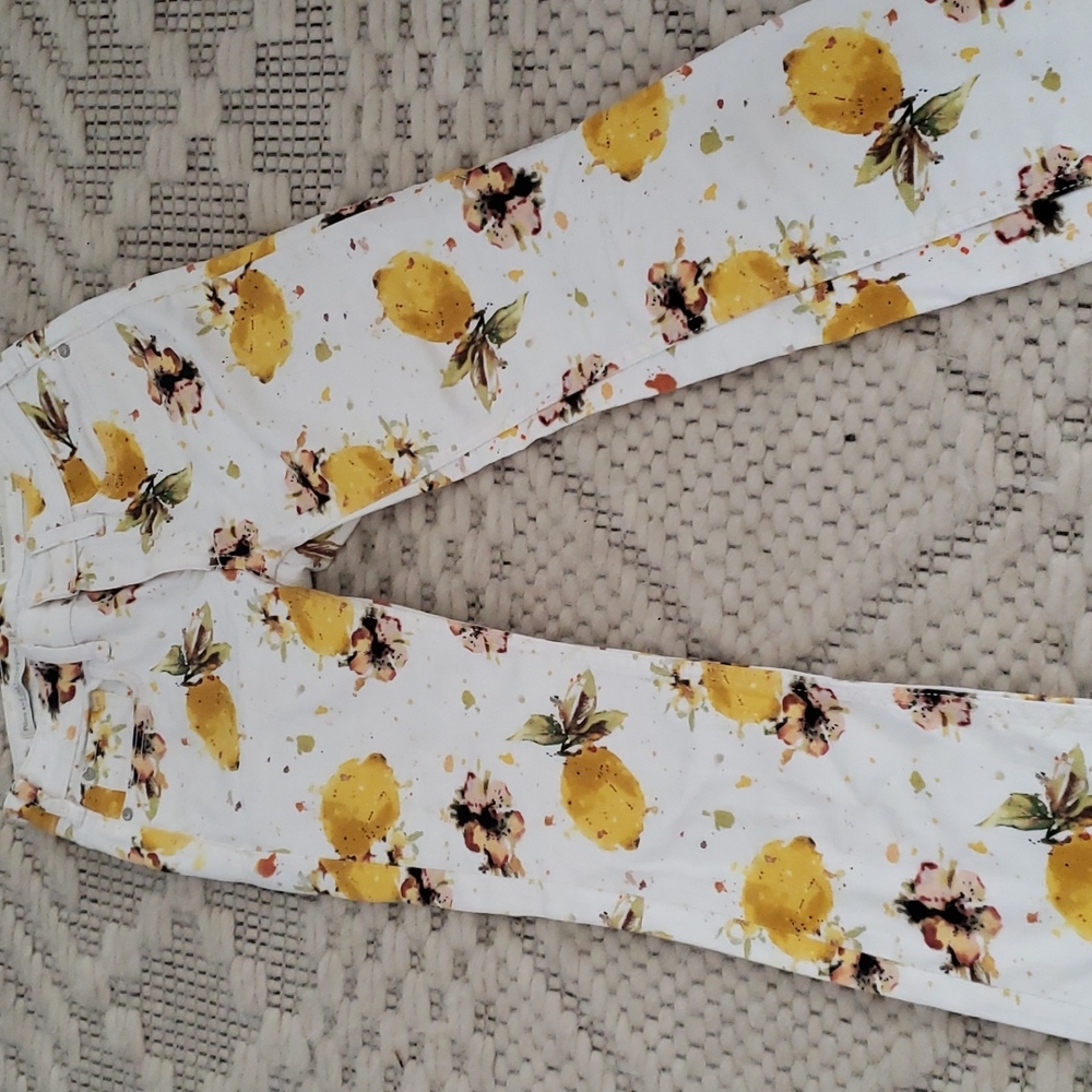 ANTHROPOLOGIE PILCRO WHITE LEMON GROVE HIGH RISE CROPPED BOOTCUT JEANS 24 PETITE